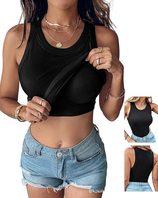 Women Built-in Bra Tank Tops Sleeveless