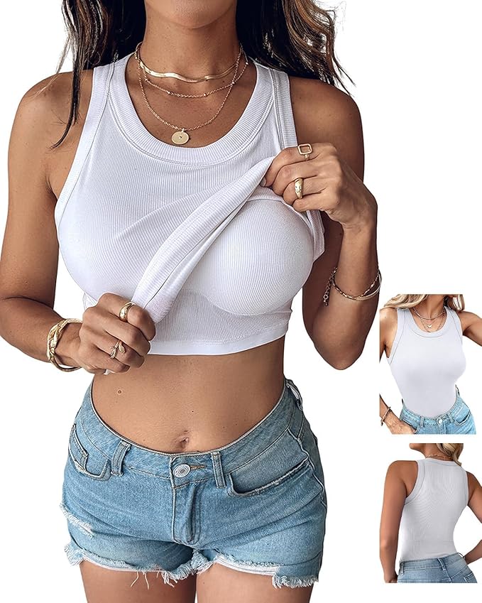 Women Built-in Bra Tank Tops Sleeveless